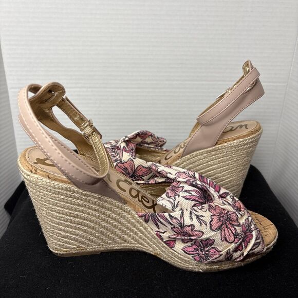 SAM EDELMAN Aubrey Floral Espadrille Ankle Strap Open Toe Sandals Shoes Size 9.5 - Picture 6 of 12
